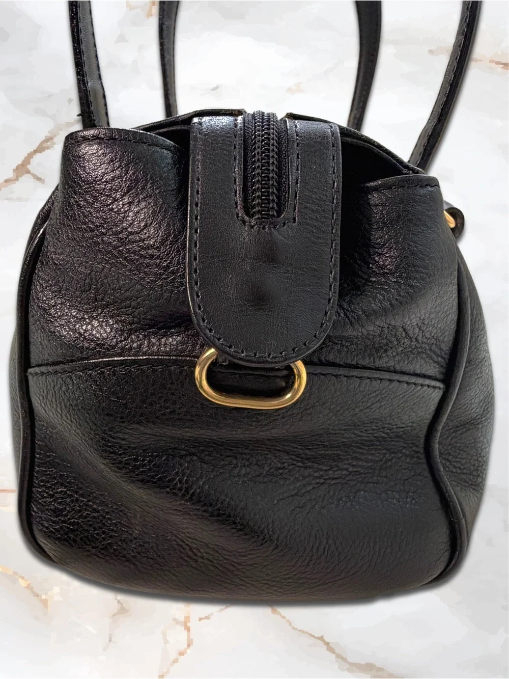 Vintage BALLY Black Leather 2-Way Satchel Crossbody East West Bag Italian Made